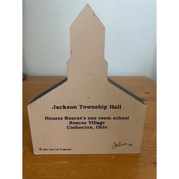 Cat’s Meow 1992 Jackson Township Hall Coshocton Ohio Roscoe Village Shelf Sitter - Picture 2 of 3